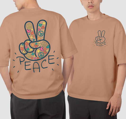 Taupe Peace Oversize T-Shirt